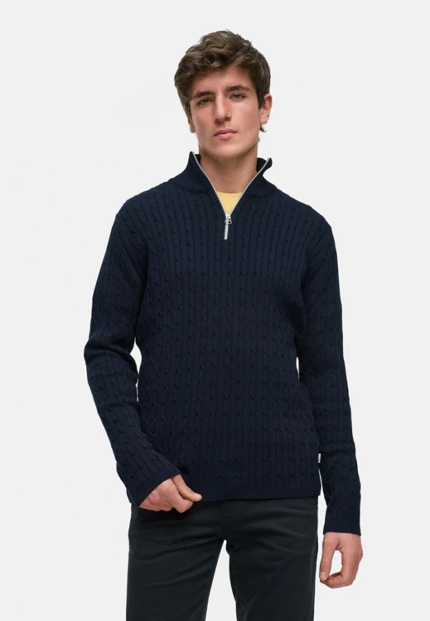 Afbeelding van KS35029 CABLE Half Zip 469 Sky Captain Heren Trui - Kronstadt